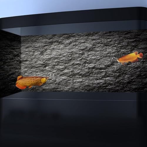 24X12IN Rock Stone Decor Aquarium Background, Black Rock Fish Tank Background, Natural Stone Glass Terrarium Background with 10 EVA Double-Sided Tape - size: 24X12in/60X30cm