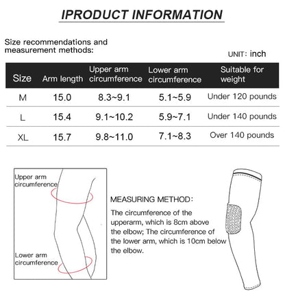 SUJAYU Elbow Compression Sleeve Padded Elbow Sleeve Volleyball Elbow Pads, Basketball Arm sleeve Football Arm Sleeve - color: Black, size: X-Large