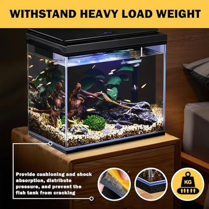 Aquarium Leveling Mat with Self-Adhesive Backing for Under Tank, 12 x 20 inch x 1/4" Thick Shock-Absorbing Fish Tank Pad Foam Compressible Neoprene Mat for 5/10 Gallon Fish Tank - size: 11.8 x 19.7 inch