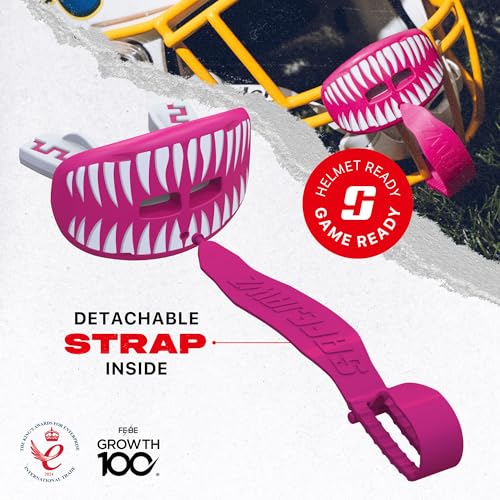 SAFEJAWZ Lip Guard, Football Mouth Guard with Detachable Strap - color: Viper Pink