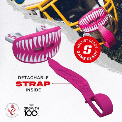 SAFEJAWZ Lip Guard, Football Mouth Guard with Detachable Strap - color: Viper Pink