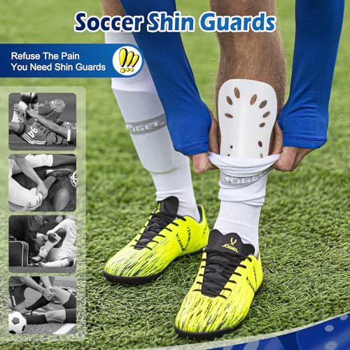 Soccer Shin Guards, 2 Pair Lightweight and Breathable Shin Guard Sleeves for Adults Football Player, Calf Protective Gear Shin Guards for Men Women (Bigger Shin Guards) - color: black and white