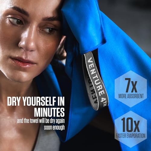 VENTURE 4TH Quick Dry Microfiber Towel for Camping & Gym - Blue Medium - color: Blue, size: 40.00" x 21.00"