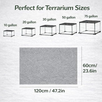 47" x 24" Large Reptile Carpet Terrarium Liner Bedding Reptile Substrate Mat Tank Accessories for Bearded Dragon Snake Lizard Tortoise Leopard Gecko (Grey) - color: Grey