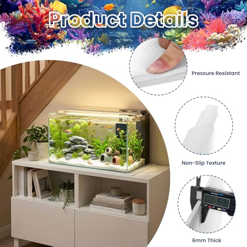 Aquarium Leveling Mat, 12 x 30 Inch Under Tank Pad, 6mm Thick Non-Slip Shockproof Fish Tank Cushion, Waterproof, Easy to Cut, White - color: White, size: 12 x 30in