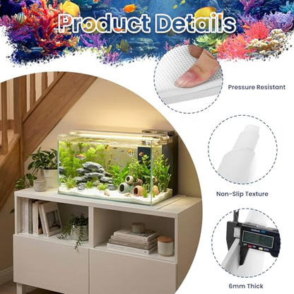 Aquarium Leveling Mat, 12 x 30 Inch Under Tank Pad, 6mm Thick Non-Slip Shockproof Fish Tank Cushion, Waterproof, Easy to Cut, White - color: White, size: 12 x 30in
