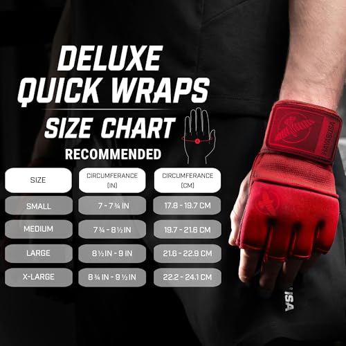 Hayabusa Deluxe Quick Wraps for Men and Women - Boxing & Martial Arts Hand Wraps - color: Red, size: Small