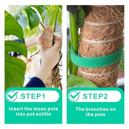 GUIDOT 2 Pack Moss Pole Monstera Plant Support with Repotting Mat, 28 Inch Plant Support Stakes, Plant Sticks Support Tall for Indoor Potted Climbing Plants, Pothos, Philodendron