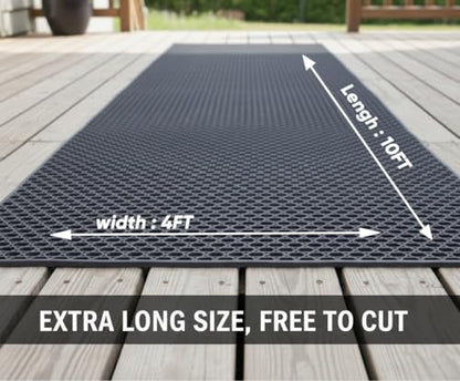 PVC Drainage Floor Mat Non-Slip Commercial Wet Area Mat for Outdoor and Indoor Restaurant Kitchen Bar Swimming Pool Splash Matting Water Drain Flooring Mat (Black, 4FTX10FT)