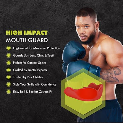 DAMAGE CONTROL High-Impact Sports Mouth Guard – Red - color: Red, size: Adult