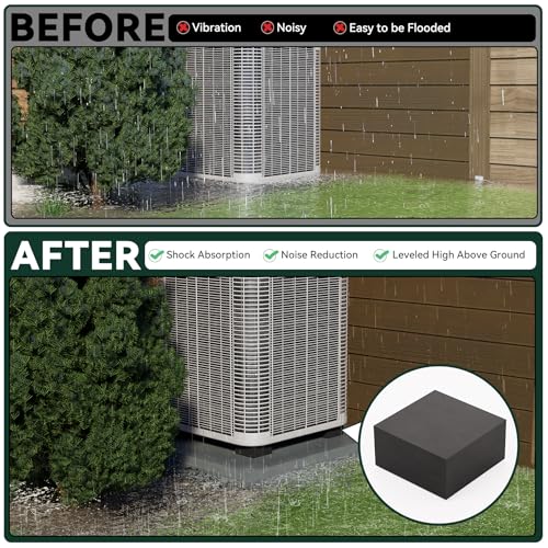 Flehomo Rubber Anti-Vibration Pads, 4" x 4" x 2" Square Vibration Isolation Mats, Heavy Duty Isolator Pads for Central Air Conditioner Outdoor Unit, HVAC, Air Compressor and Dryer, Pack of 4, Black