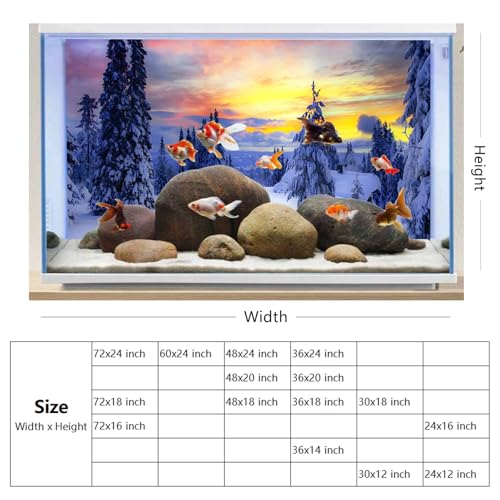 YongFoto Fish Tank Background 24x12 Inch Winter Snow Scene Aquarium Snowfield Pine Forest Rime Sunglow Rosy Clouds Backdrop Reptile Terrarium Bearded Dragon Habitat - color: Purple 2, size: 24x12in/60x30cm
