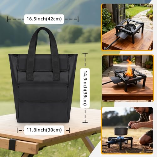 Heavy-Duty Carrying Case for Single Burner High-Pressure Propane Stove, 600D Waterproof Travel Storage Bag for Outdoor Gas Burner with Pockets, Perfect for Camping, Tailgating & Seafood Boil