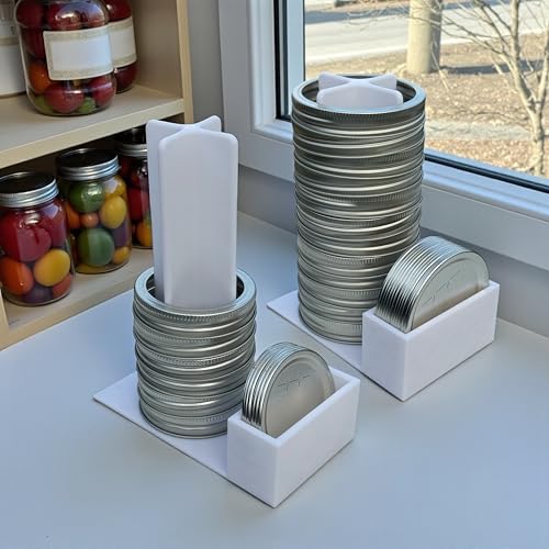 Mason Jar Lid Organizer & Ring Holder (2 Pack) | Vertical Storage Rack for Regular & Wide Mouth Canning Lids | Space-Saving Kitchen Cabinet Organizer | Holds 20 Lids & 20 Rings