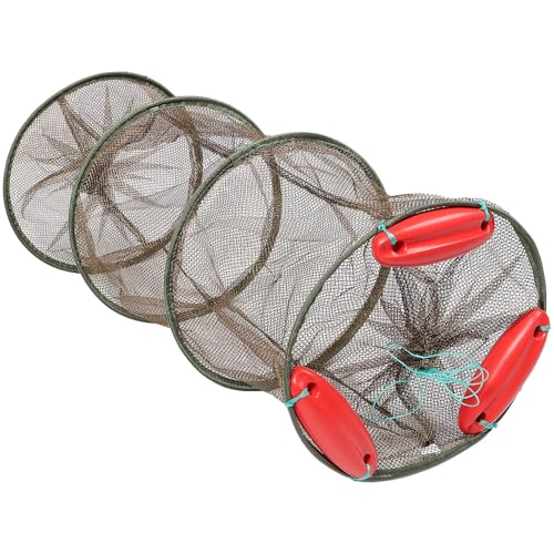 TOYANDONA Fishing Mesh Net Drawstring Fish Guard Net Brown Thickened Four-Ring Sturdy Mesh Lightweight for Small Fish Shrimp Protection Outdoor Anglers