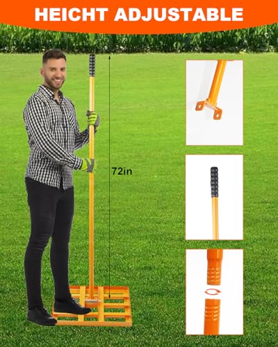 Lawn Leveling Rake 17x10 inch, Yard Leveling Rake with 72" Adjustable Handle for Soil Sand Grass, Heavy-Duty Lawn Leveler for Lawn Yard Garden Farm - style: 16x10 Inch-6 FT