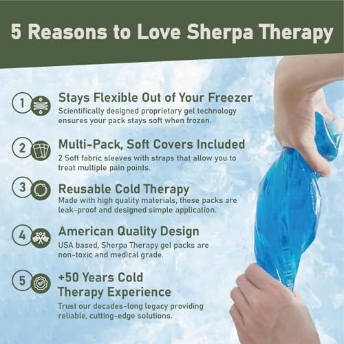 Flexible Cold Gel Pack with Straps, 9.5" x 4.5", 4 Pack | Soft gel ice pack for injuries reusable, recovery, with hands-free strap, medical grade knee, back, neck, wrist, hand - style: ColdWithStrap