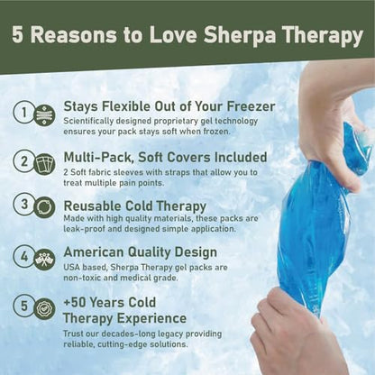 Flexible Cold Gel Pack with Straps, 9.5" x 4.5", 4 Pack | Soft gel ice pack for injuries reusable, recovery, with hands-free strap, medical grade knee, back, neck, wrist, hand - style: ColdWithStrap