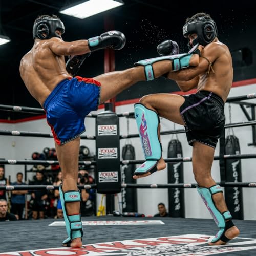 YOKKAO Microfiber Shin Guards - A-Grade Thai Microfiber | Multi-Layer Foam | Single-Shell Wrap | Produced at YOKKAO Factory, Thailand | S-L - color: Tiffany Flame, size: Small