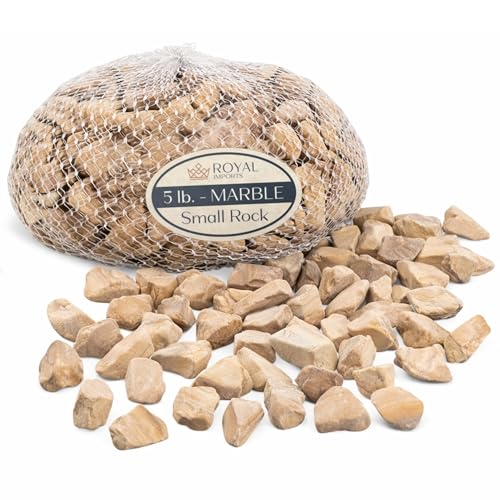 Royal Imports 5LB Decorative Stones River Pebbles Painting Rocks for Fish Aquariums, Plant Gravel, Landscaping, Home Decor Natural - Small Marble