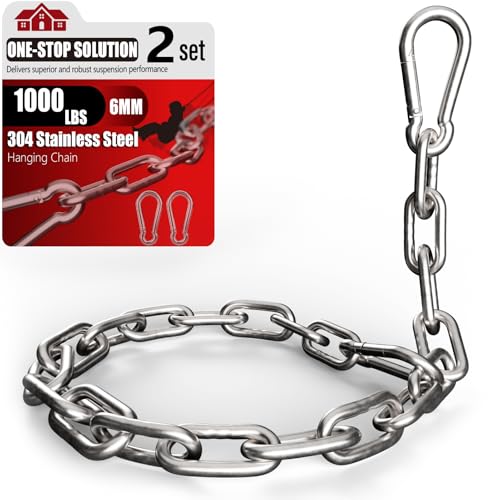 sprookber 25" Hanging Swing Chain,1000 lb Capacity,6 mm 304 Stainless Steel - color: Silver, size: 2 PACK 25inch