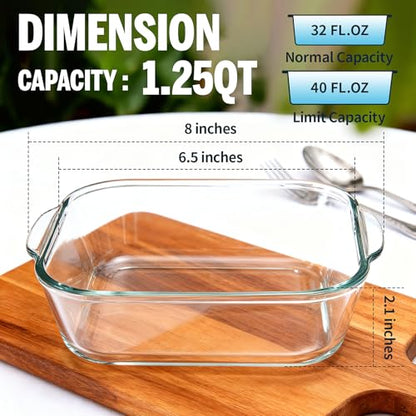 6"x6" Baking Pan, Square Baking Dishes 2 Pack Glass Bakeware Dish For Casserole Lasagna Brownie, Perfect for Reheating Individual Portions in Oven, Microwave or Air Fryer - size: Medium-Square