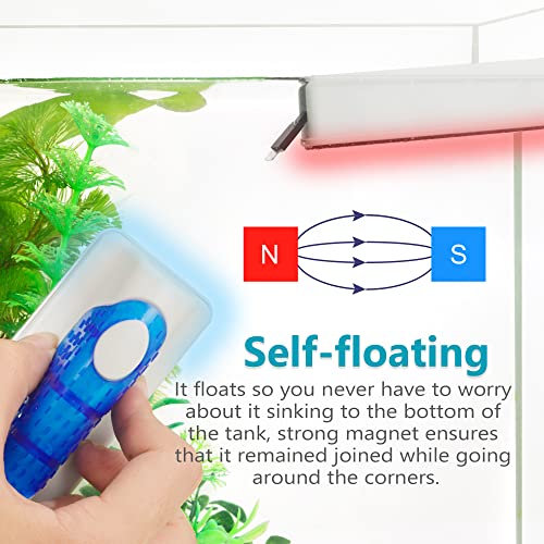 Magnetic Aquarium Fish Tank Glass Algae Scrapers Glass Cleaner Scrubber Clean [Blades Attachment, Floating, Scratch-Free, Non-Slip, Magnetizing] L - color: Dark Blue