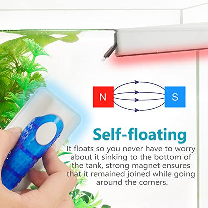 Magnetic Aquarium Fish Tank Glass Algae Scrapers Glass Cleaner Scrubber Clean [Blades Attachment, Floating, Scratch-Free, Non-Slip, Magnetizing] L - color: Dark Blue