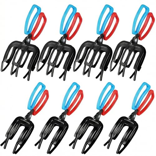 8 Pack Fish Grippers for Fishing Set, 4 x 2-Claw and 4 x 3-Claw Metal Fish Grabber Tools, Non-Slip Fishes Control Clamp for Freshwater Fishing, Crab, Dock, Boat and Tackle Box Use