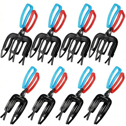 8 Pack Fish Grippers for Fishing Set, 4 x 2-Claw and 4 x 3-Claw Metal Fish Grabber Tools, Non-Slip Fishes Control Clamp for Freshwater Fishing, Crab, Dock, Boat and Tackle Box Use