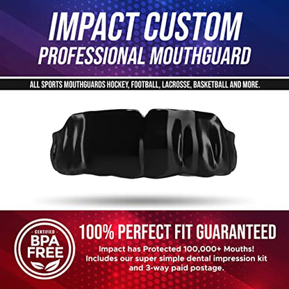 Impact All Sports Mouthguard Lacrosse, Football, Hockey, Basketball, Jiu-Jitsu, and More, Breathable Mouthguard for Youth Adults, Professional Custom-Fit, Black - color: Black