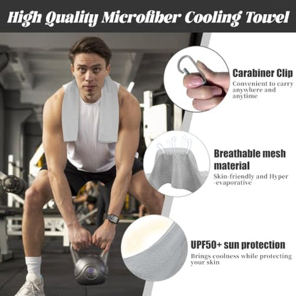 4 Pack Cooling Towels, Soft Breathable Cooling Towels for Neck and Face - color: Light Blue/Royal Blue/Purple/Grey