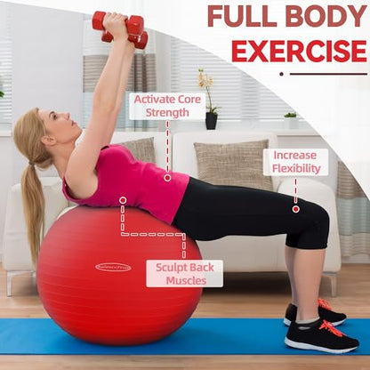 Fitvids Anti-Burst and Slip Resistant Exercise Ball Yoga Ball Fitness Ball Birthing Ball with Quick Pump - color: Red, size: XXL(31-34in/78-85cm)