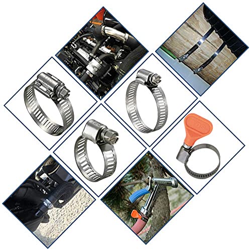 All 300 Grade Stainless Steel High Torque Hose Clamp, Worm Drive, SAE Size 56, 3" to 4" Diameter Range, 1/2" Bandwidth (Pack of 5)