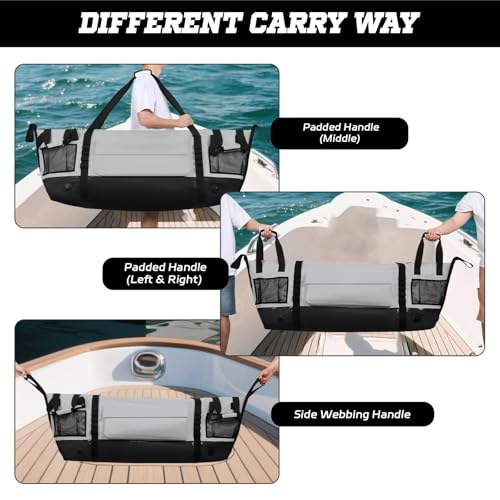 Insulated Fish Cooler Kill Bag with Flat Bottom-25x17.5 40x16 60x20Inches Waterproof Fishing tackle Kill Cooler Bag - color: Light Grey-60x20x10
