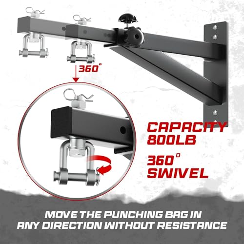 Yes4All Punching Bag Hanger, Stainless Steel Swivel Chain with 4 Snap Hooks for Heavy Bag, Gym Swing, Trapeze, and Hammock - color: A. Adjustable Wall Mount