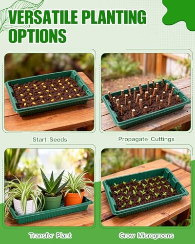 10 Packs Seed Starter Trays (No Drain Holes), 14.8"x9.6" Thicken Reusable Plant Grow Trays, Ideal for Seed Starting, Growing Microgreens, Indoor Gardening, 2.2" Deep