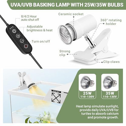 GOZILLA Mini Aquatic Turtle Tank Kit with Adjustable Lamp,PC Turtle Tank Starter Kit,Small Hermit Crab Tanks with Lid, Hanging Platform for Baby Turtles,Crabs,Fish.(11.8×7.24×7.1''/White Kit) - color: Mini-White01