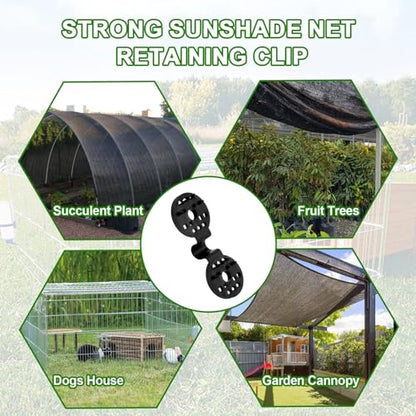 40 Pcs Shade Cloth Plastic Clips,Reusable Shade Cloth Heavy Duty Lock Grip Black Clips for Shade Netting,Sun Shades Net,Anti Bird Netting,Garden Netting,Shade Fabric (Black)