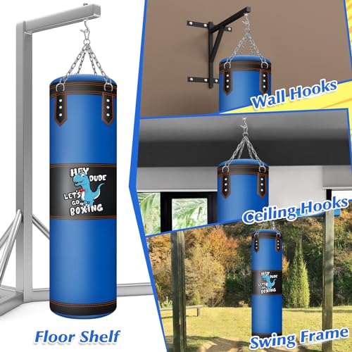 Punching Bag for Kids, 2.7FT Hanging Boxing Bag with Boxing Gloves | Kids Boxing Set Kickboxing Bag for Youth Boxing Karate Muay Thai Kick Taekwondo Training - style: Dinosaurs