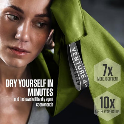VENTURE 4TH Quick Dry Microfiber Towel for Camping & Gym - Lime XL - color: Lime, size: 72.00" x 31.50"