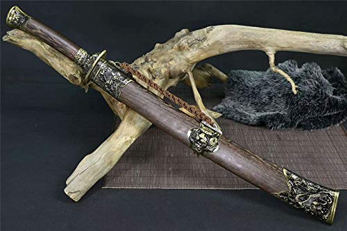 Full Tang Damascus Folded Steel blue Blade Chinese Dragon Tiger DAO Sword