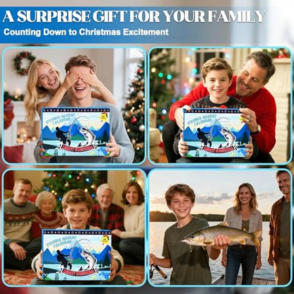 SUNNINO Fishing Advent Calendar 2025, 24 Days Christmas Fishing Lure Advent Calendar with Tool Kit, Fish Net Rod Holder, Xmas Surprise Gifts for Adult Men Father Husband Boyfriend