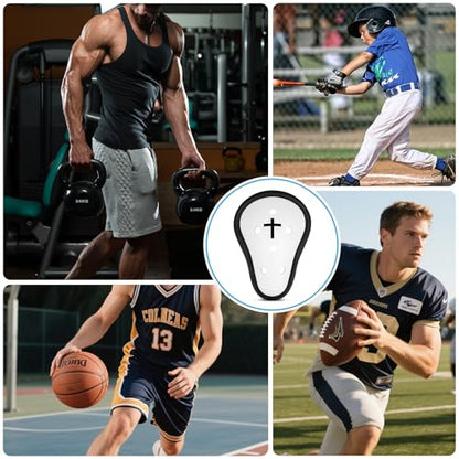 Athletic Cup Support Football Baseball Cup Protective Supporter Sports Protection for Rugby Comfort Fit MMA Lightweight with Cross Design - size: Large