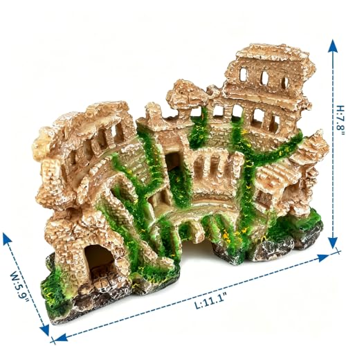 Antique Roman Column Ruins Aquarium Decor, Greek Aquarium Decorations, European Castle&Underground Roman Column Fish Tank Cave, Large Rock Cave Hideout, Safe for Freshwater & Saltwater Tanks