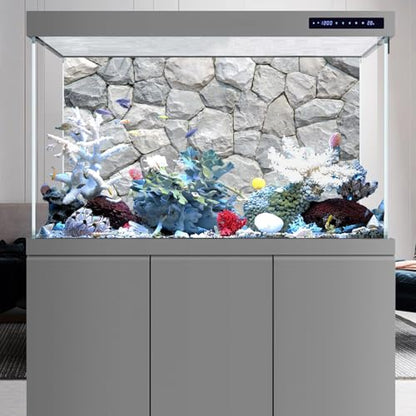 AWERT 30x18 inches White Stone Aquarium Background Rocky Fish Tank Background Rock Terrarium Background Durable Polyester Background - size: 30x18in/75x45cm
