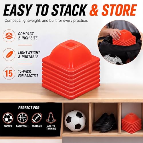 2" (15, 30 Pcs) Training Cones for Sports - color: Orange