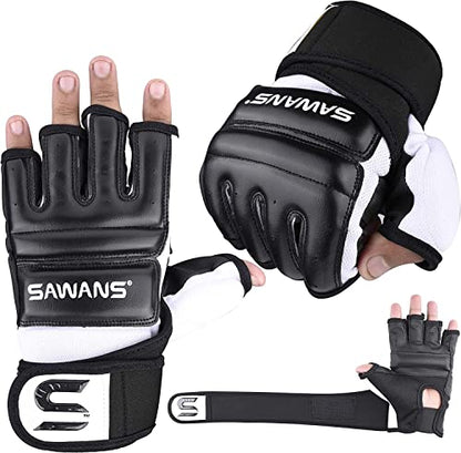 SAWANS Punch Bag Boxing Gloves Karate Mitts MMA Body Combat Taekwondo Training Martial Art Fighting Grappling Muay Thai - size: Small