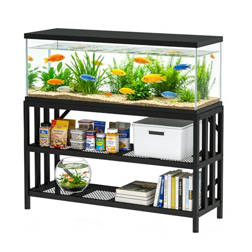 55-75 Gallon Aquarium Stand, Heavy Duty 3 Tier Fish Tank Stand with Adjustable Storage Shelf, Metal Frame Holds 1000 LBS, Stable Anti-Slip Design (55-75 Gallon)