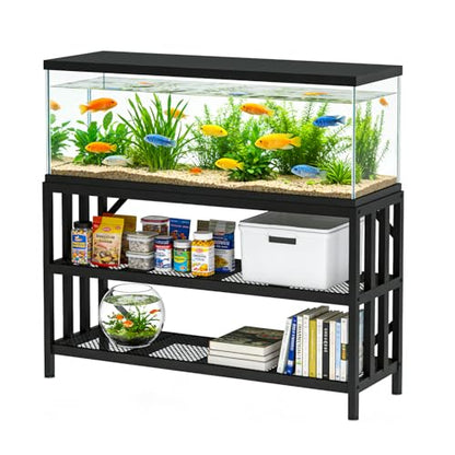 55-75 Gallon Aquarium Stand, Heavy Duty 3 Tier Fish Tank Stand with Adjustable Storage Shelf, Metal Frame Holds 1000 LBS, Stable Anti-Slip Design (55-75 Gallon)